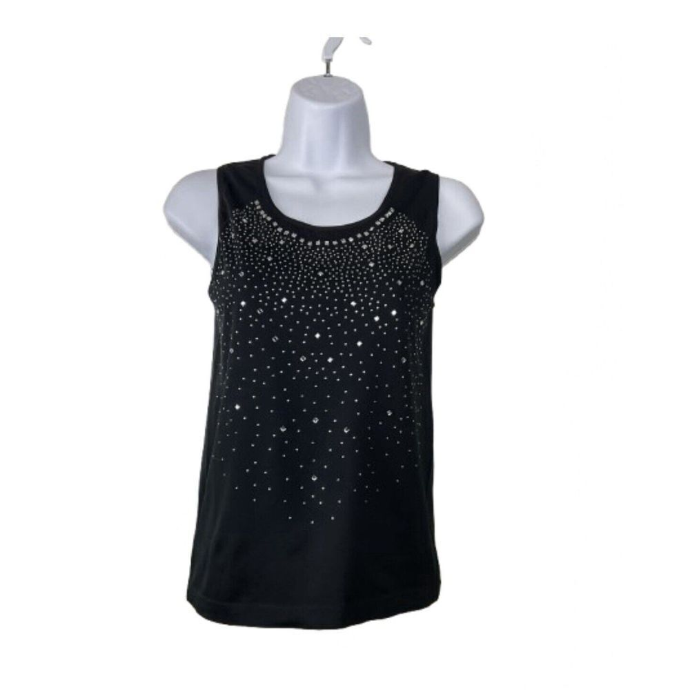 LC Couture Womens Sleeveless Black Top Size L/XL Rhinestones Whimsigoth Formal